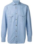 Eleventy Polka Dot Chambray Shirt, Men's, Size: 41, Blue, Cotton