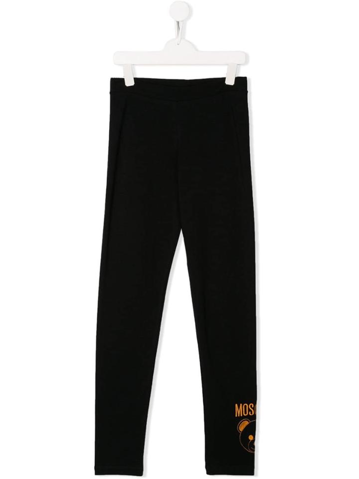 Moschino Kids Teen Embroidered Logo Leggings - Black