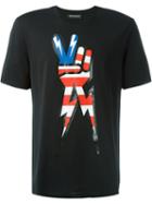 Neil Barrett Peace Sign Print T-shirt, Men's, Size: S, Black, Cotton