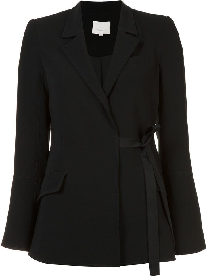 Cinq A Sept Wrap Blazer, Women's, Size: Large, Black, Polyester/triacetate