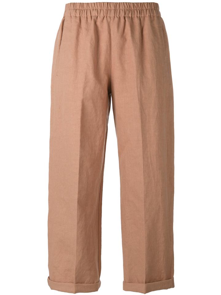 Forte Forte Cropped Trousers, Women's, Size: Ii, Pink/purple, Linen/flax/cotton