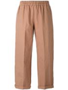 Forte Forte Cropped Trousers, Women's, Size: Ii, Pink/purple, Linen/flax/cotton