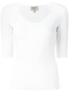 Armani Collezioni Scoop Neck Top, Women's, Size: 42, White, Viscose/spandex/elastane