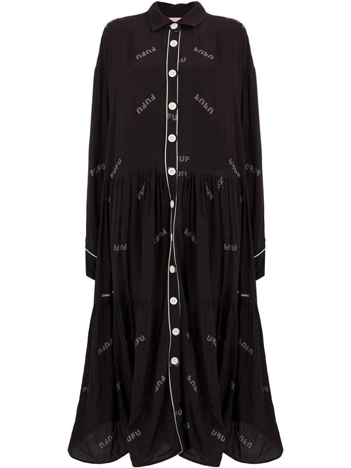 Natasha Zinko Fufu Print Flared Dress - Black