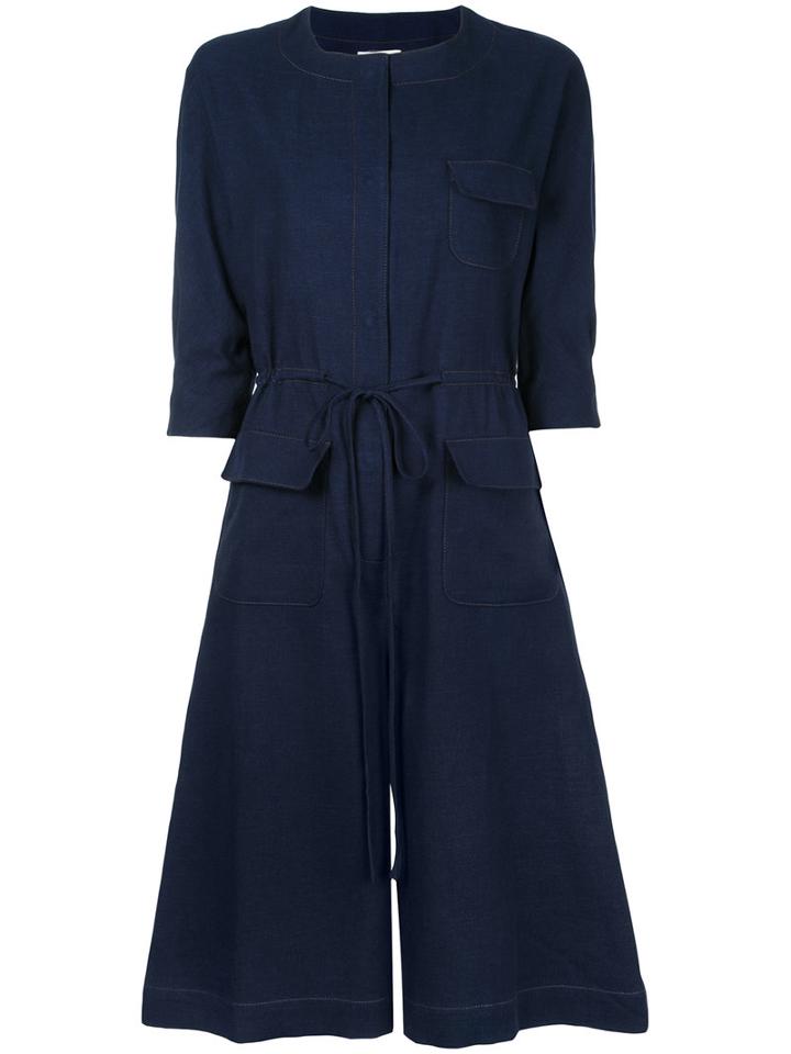 Caramel - Workwear Jumpsuit - Women - Cotton/linen/flax - 8, Women's, Blue, Cotton/linen/flax