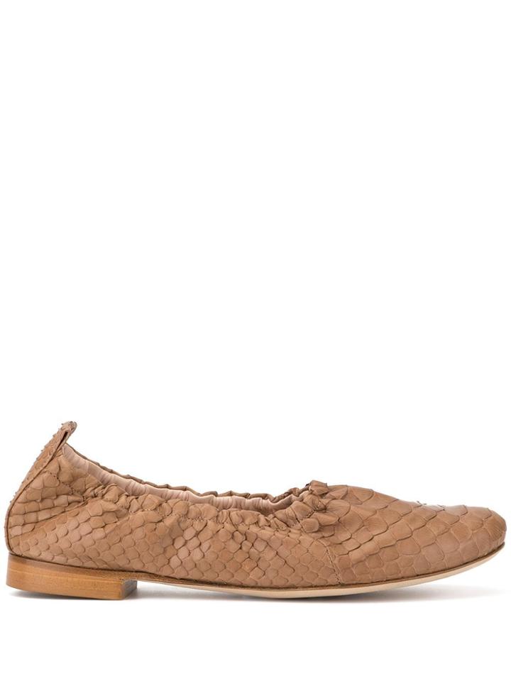 Rodo Snakeskin-effect Ballerinas - Brown
