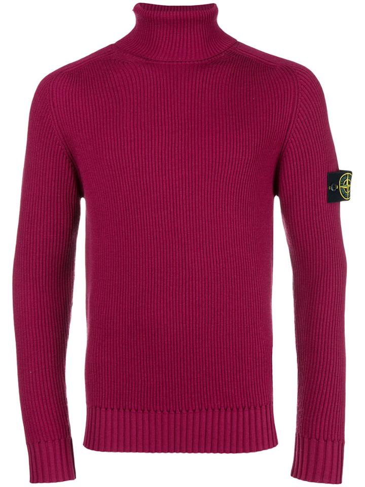 Stone Island Ribbed Roll Neck Jumper - Red