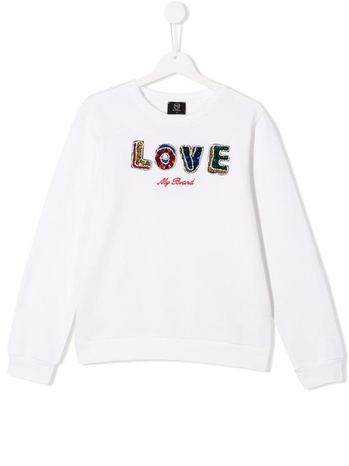 My Brand Kids Sequinned Logo Sweatshirt - White