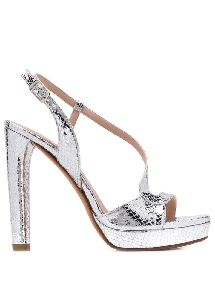 Albano Snakeskin-effect Sandals - Silver