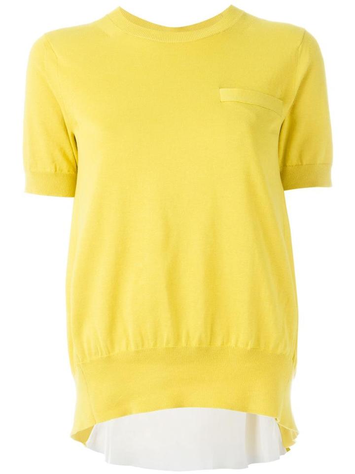 Sacai Knitted Cupro Insert Top, Women's, Size: Xs, Yellow/orange, Cotton/cupro/polyester
