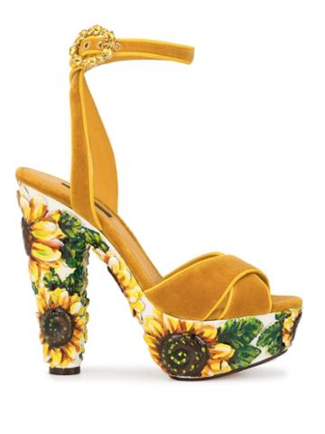 Dolce & Gabbana Sunflower Print Platform Sandals - Yellow