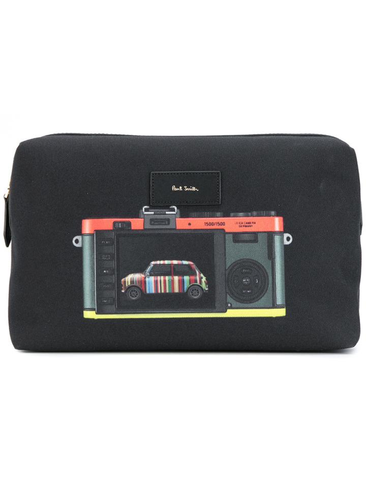 Paul Smith 'leica Mini' Print Wash Bag - Black