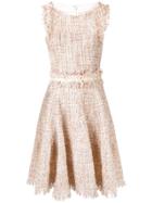Talbot Runhof Tweed Ruffled Dress - Neutrals