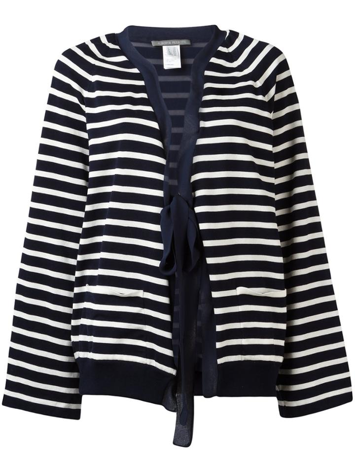 Alberta Ferretti Striped Tie-fastening Cardigan - Blue