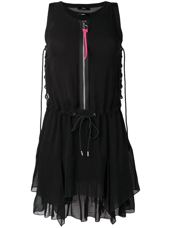 Diesel Zipped Shift Mini Dress - Black