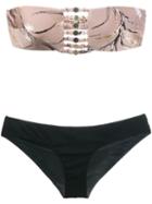 Zimmermann 'gossamer' Bamboo Print Bikini Set, Women's, Size: 2, Brown, Polyamide/spandex/elastane