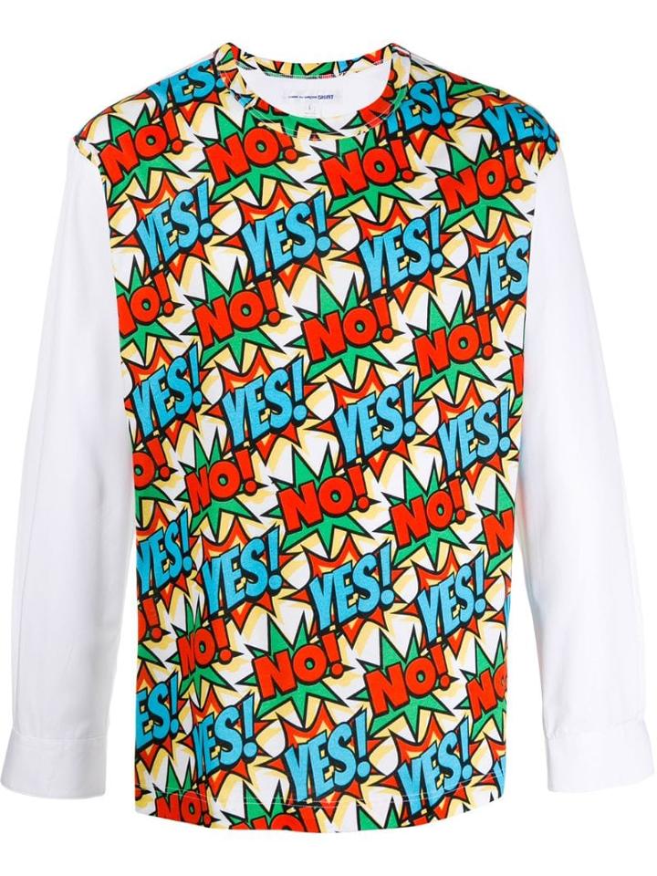 Comme Des Garçons Shirt Yes No Print Jumper - White