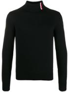 Moncler Stripe Detail Turtle Neck Sweater - Black