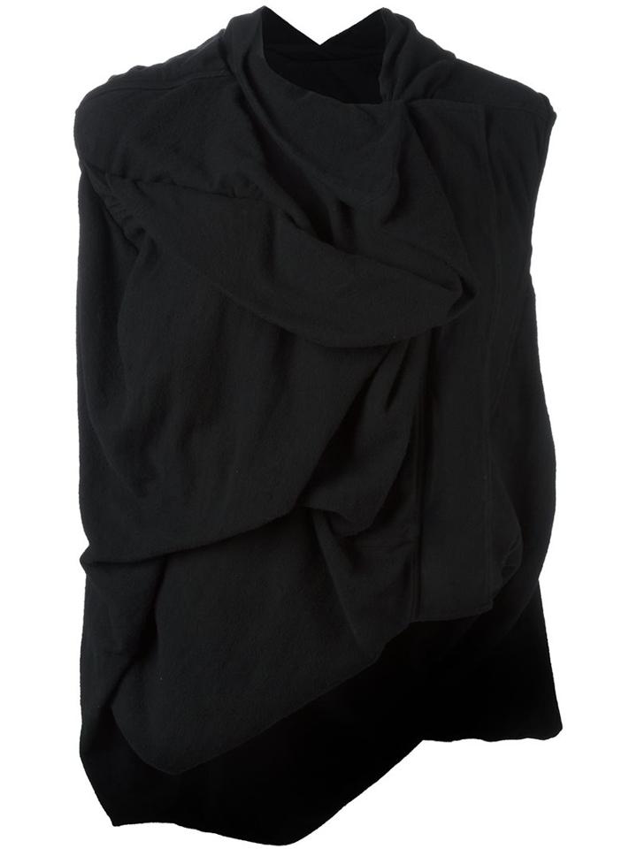 Rick Owens Drkshdw Sleeveless Rumpled Jumper, Women's, Size: Medium, Black, Cotton