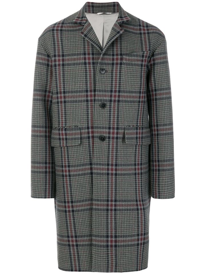 Valentino Houndstooth Single Breasted Coat - Grey