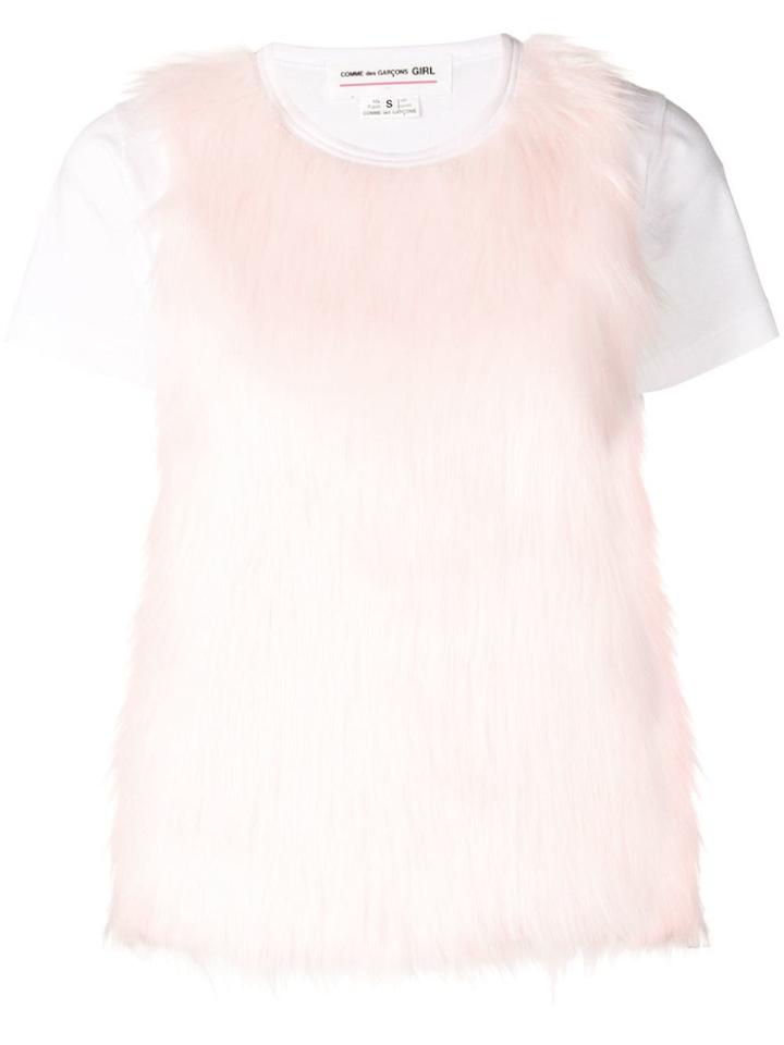 Comme Des Garçons Girl Faux Fur Panel T-shirt - Pink