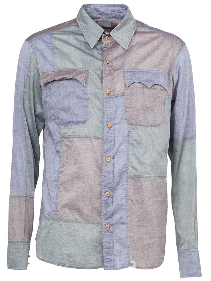 Kolor Panelled Shirt, Men's, Size: 2, Green, Cotton