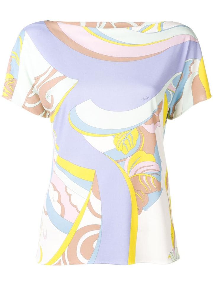 Emilio Pucci Hanami Print Short Sleeve Top - Purple