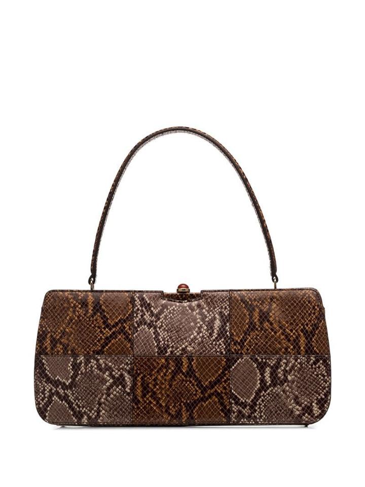 Staud Brown Whitney Snake Leather Shoulder Bag