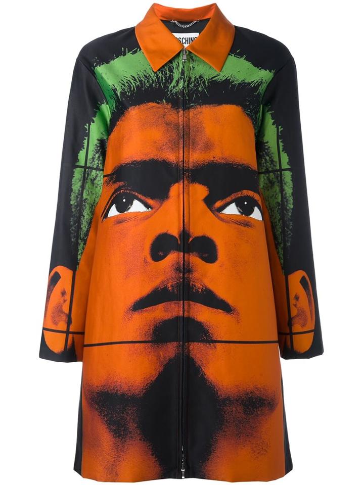 Moschino Face Print Jacket, Women's, Size: 38, Yellow/orange, Polyamide/polyester