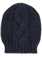 Semicouture Cable Knit Beanie - Blue
