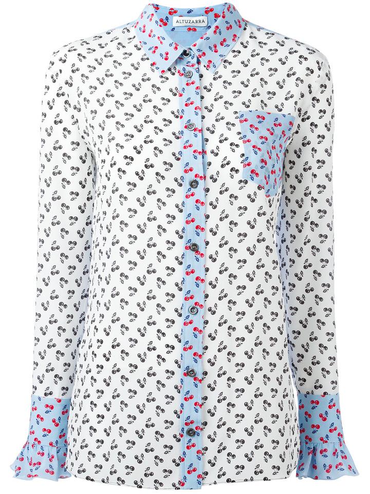 Altuzarra Cherries Print Shirt, Women's, Size: 44, White, Silk