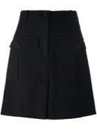 Iceberg Patch Pocket A-line Skirt, Women's, Size: 40, Black, Cotton/polyamide/spandex/elastane/virgin Wool