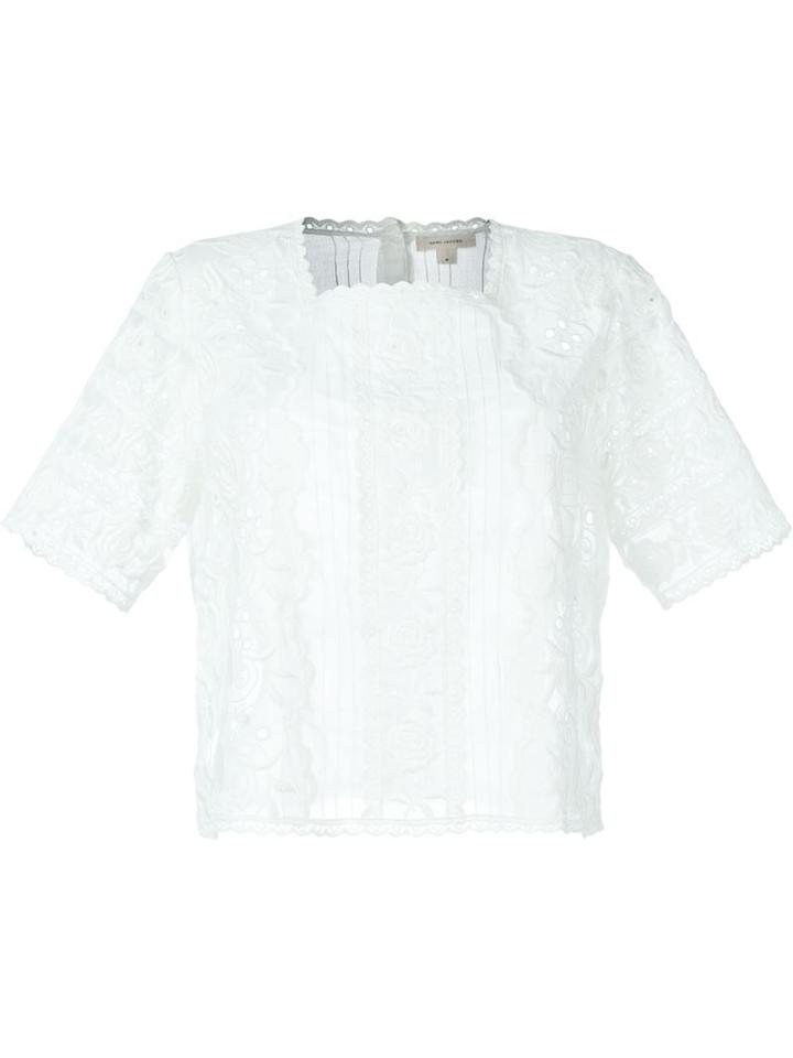 Marc Jacobs Broderie Anglaise Blouse, Women's, Size: 8, White, Cotton/nylon