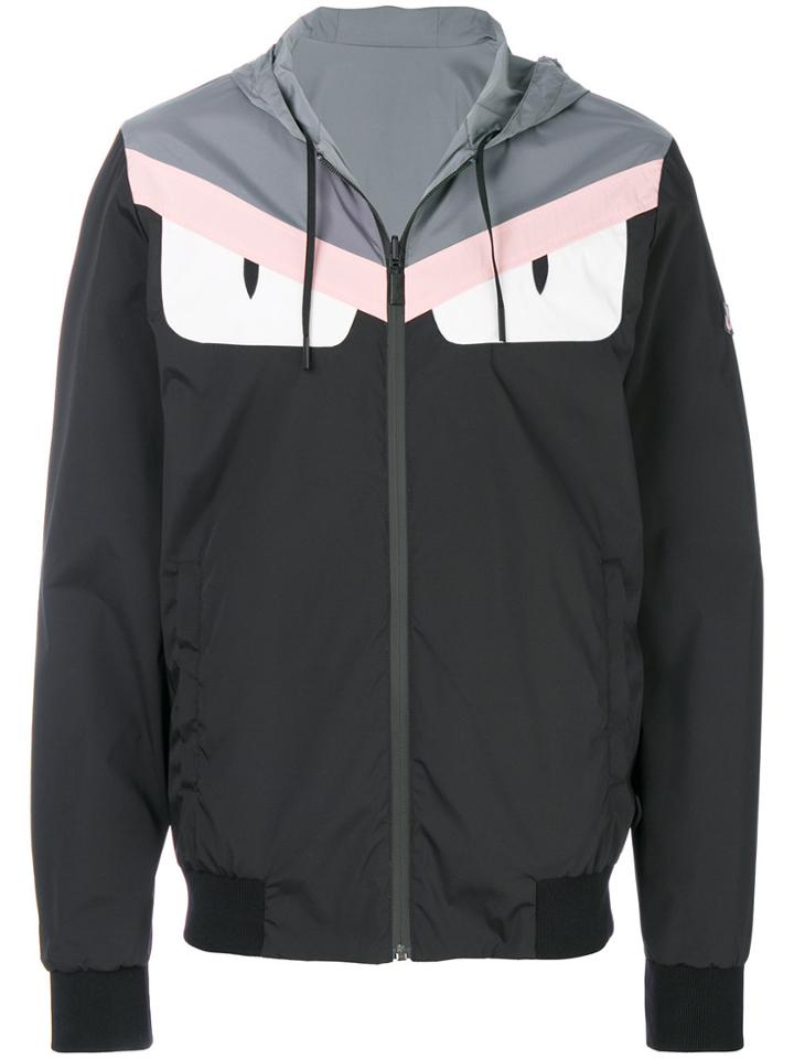Fendi Logo Patch Hooded Jacket - Black