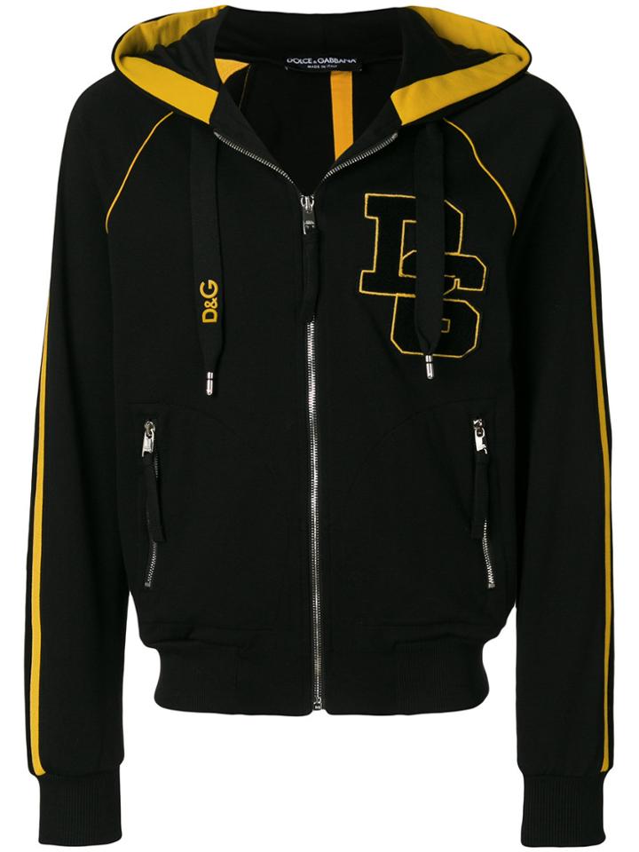 Dolce & Gabbana Dg Varsity Patch Zipped Hoodie - Black