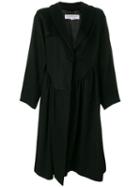 Yves Saint Laurent Pre-owned Gathered Ruffled Midi Coat - Black