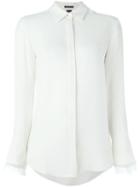 Theory Frayed Cuff Shirt, Women's, Size: M, White, Silk