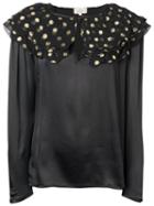 Valentino Pre-owned Ruffled Detail Satin Blouse - Black