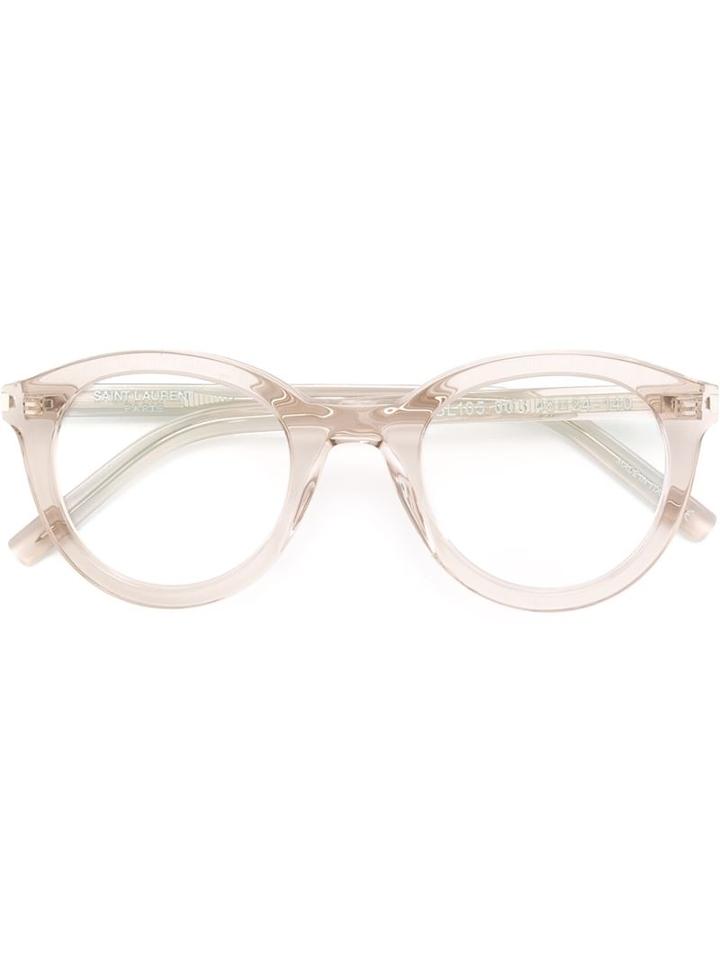 Saint Laurent Round Frame Glasses, Nude/neutrals, Acetate