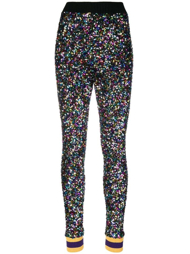 Ultràchic Sequin Embellished Skinny Trousers - Metallic