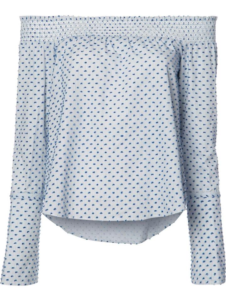 Derek Lam 10 Crosby Dots Print Off-shoulders Blouse - Blue