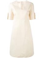 Marni - Tab Sleeve Shift Dress - Women - Cotton/linen/flax - 42, Nude/neutrals, Cotton/linen/flax