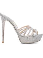 René Caovilla Crystal-embellished Sandals, Women's, Size: 39.5, Grey, Deer Horn/leather