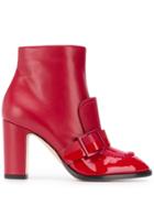 Pollini Buckle Front Ankle Boots - Red