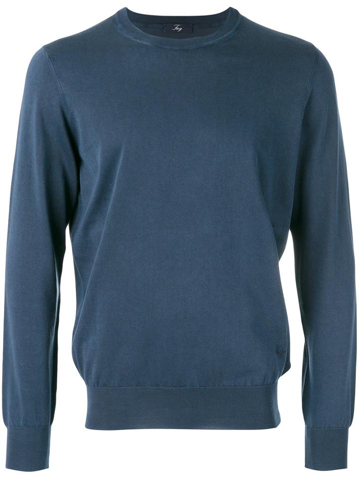 Fay Crew Neck Jumper, Men's, Size: 48, Blue, Cotton