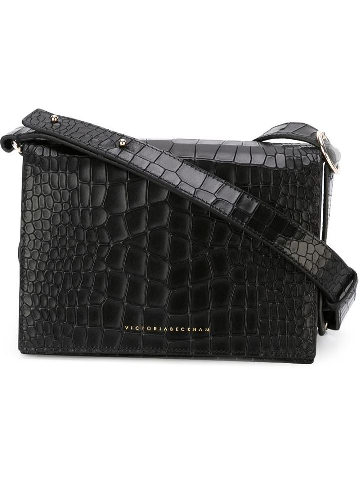 Victoria Beckham Tortoiseshell Effect Flap Closure Shoulder Bag, Women's, Black, Calf Leather/lamb Skin