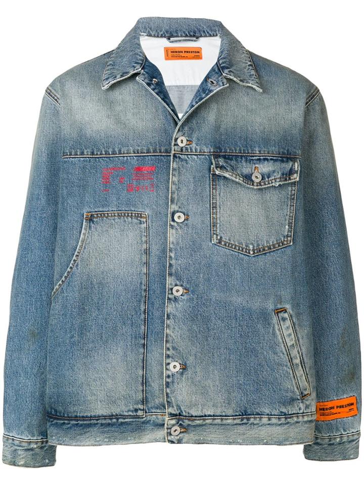 Heron Preston Asymmetric Denim Jacket - Blue
