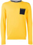 Sun 68 Contrast Chest Pocket Sweater - Yellow & Orange