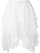 Chloé Tiered Ruffle Skirt, Women's, Size: 36, White, Silk