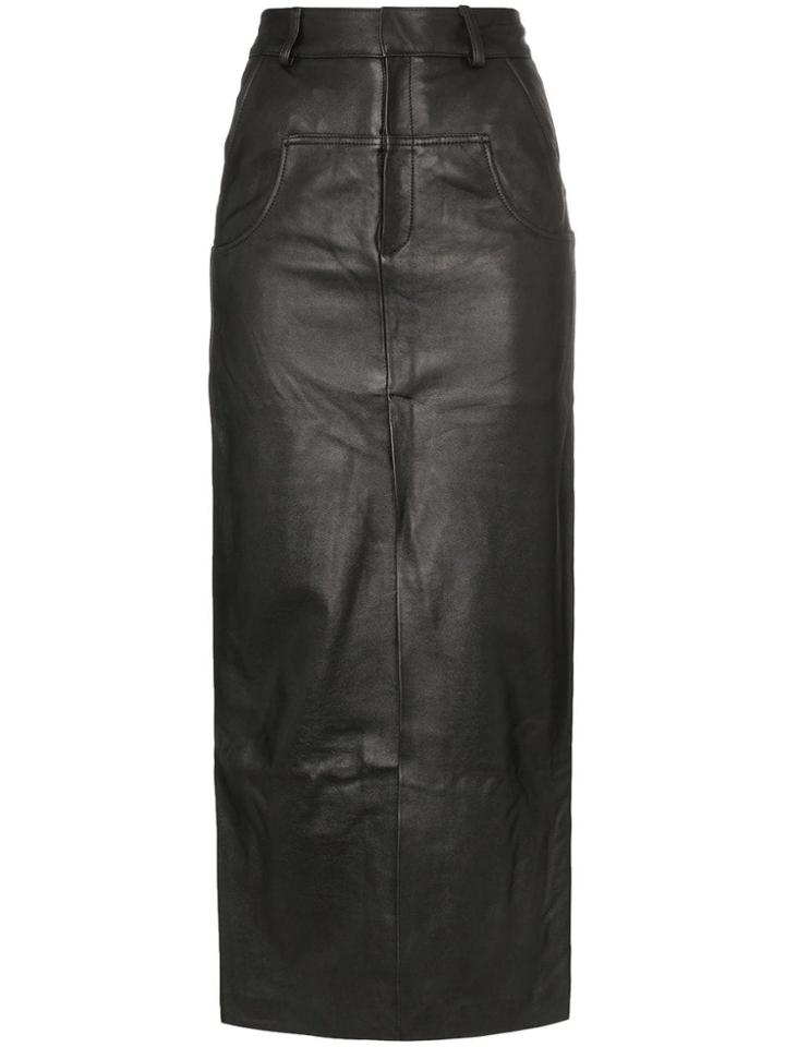 Markoo Long-line Slit-front Skirt - Black